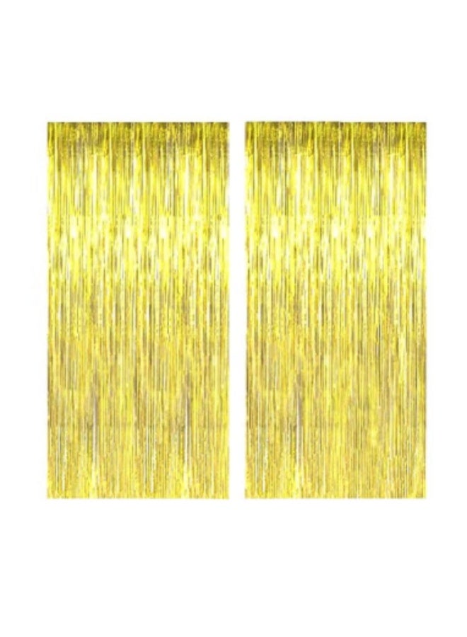 Decorative Curtains for Birthday, Wedding, Engagement, Baby Shower, Bridal Shower, Bridal Shower, 2 Pieces (Gold) - Image 1